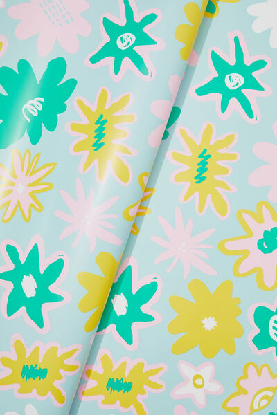 Roll Wrapping Paper, LULU OVERSIZE FLORAL MINTY SKIES