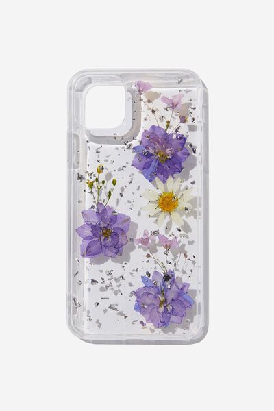 Protective Phone Case Iphone 11 Pro Max, PURPLE & DAISY PRESSED FLOWER