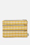 Double Archer Pencil Case, GINGHAM YELLOW