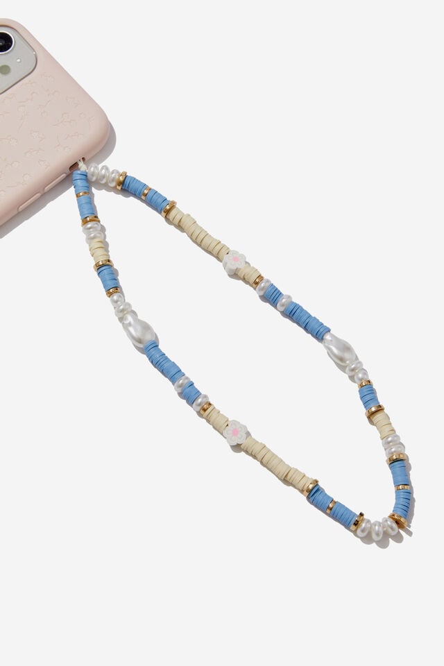 Carried Away Phone Charm Strap, FLORAL / BLUE