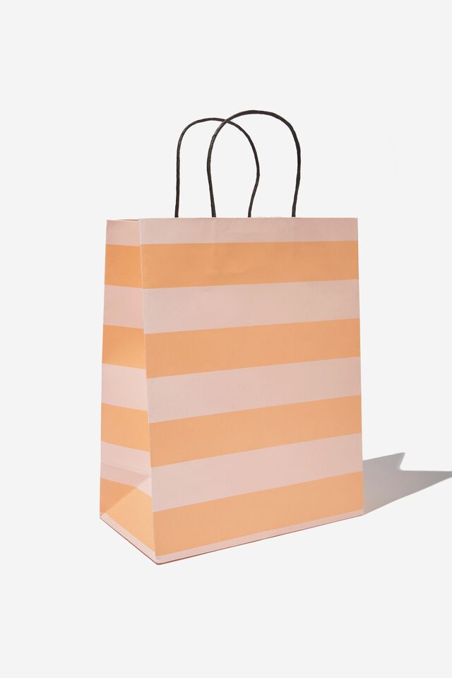 Get Stuffed Gift Bag - Medium, PEACH/WHISPER PINK BLOCK STRIPE