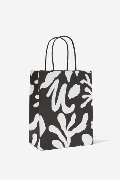 Get Stuffed Gift Bag - Small, ABSTRACT FOLIAGE BLACK AND WHITE INVERT
