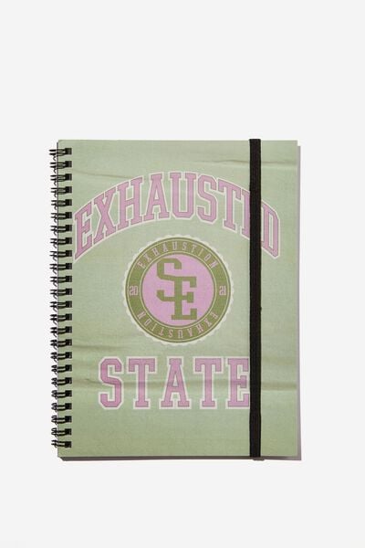 A5 Spinout Notebook Recycled, GREEN EXHAUSTED STATE