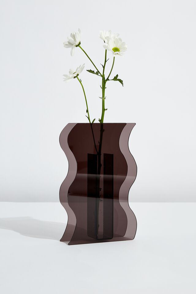 Acrylic Vase, SMOKEY GREY WAVE