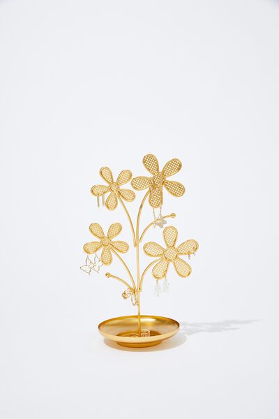 Metal Jewellery Stand, GOLD DAISIES