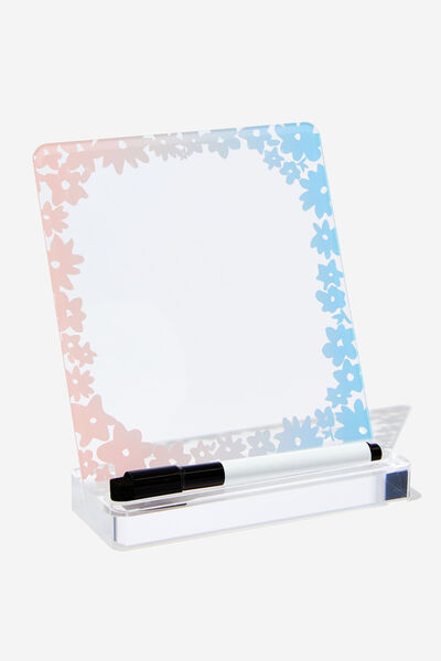 Acrylic Memo Stand, PINK AND BLUE OMBRE FLORAL