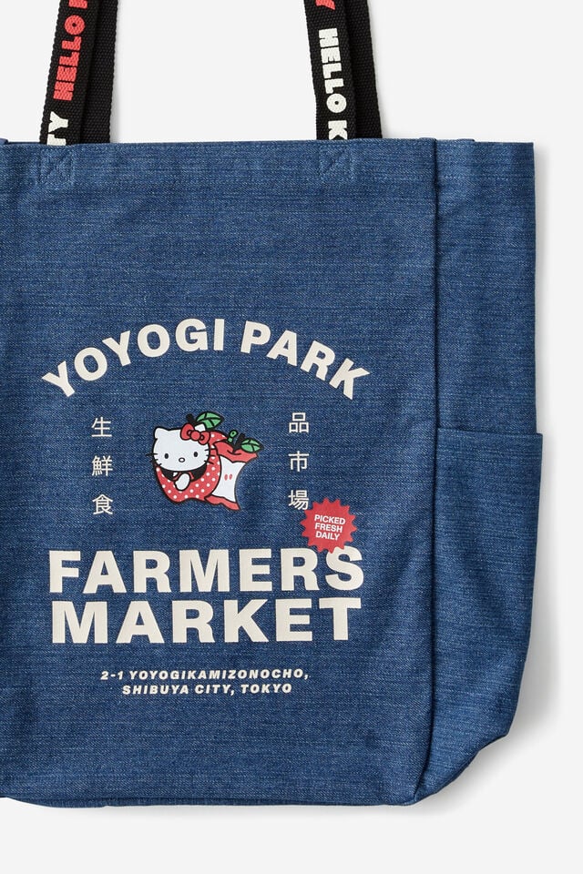 Collab Art Tote, LCN SAN HELLO KITTY FARMERS MARKET / DENIM