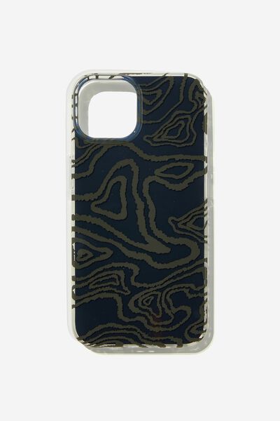Graphic Phone Case Iphone 13-14, TOPOGRAPHY / BLACK