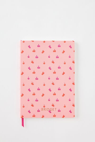 Personalised A5 Soft Cover Lined Notebook, STRAWBERRY MILK DITSY CHERRIES