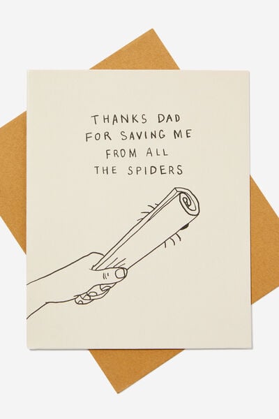 Fathers Day Card 2024, THANKS DAD SPIDERS ECRU
