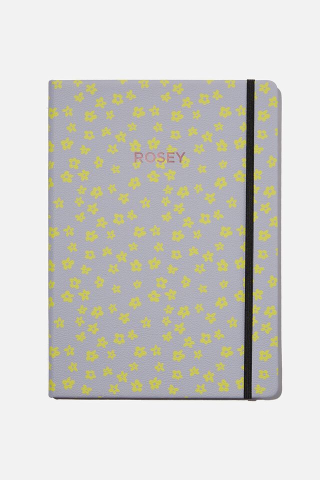 Personalised A4 Buffalo Journal, ORCHID DRAWN MINI DAISIES