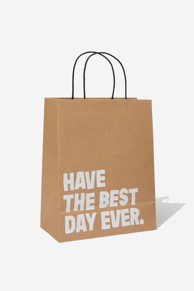 Get Stuffed Gift Bag - Medium, HAVE THE BEST DAY EVER KRAFT/WHITE