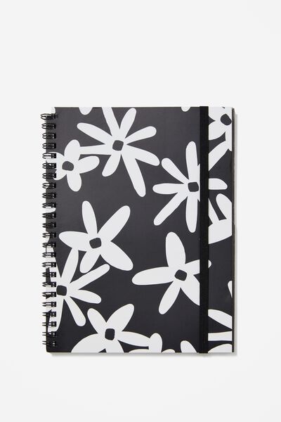 A5 Spinout Notebook, PAPER DAISY BLACK AND WHITE LARGE