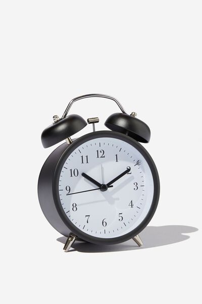 Alarm Bells Retro Clock, MATTE BLACK