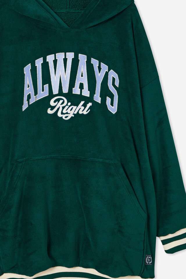 Slounge Around Oversized Hoodie, ALWAYS RIGHT HERITAGE GREEN