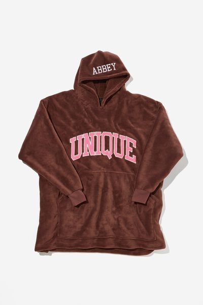 Personalised Slounge Around Oversized Hoodie, UNIQUE BROWN PINK