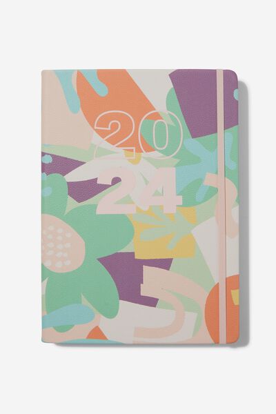 2024 A4 Daily Buffalo Planner, ABSTRACT FLORAL BALLET BLUSH
