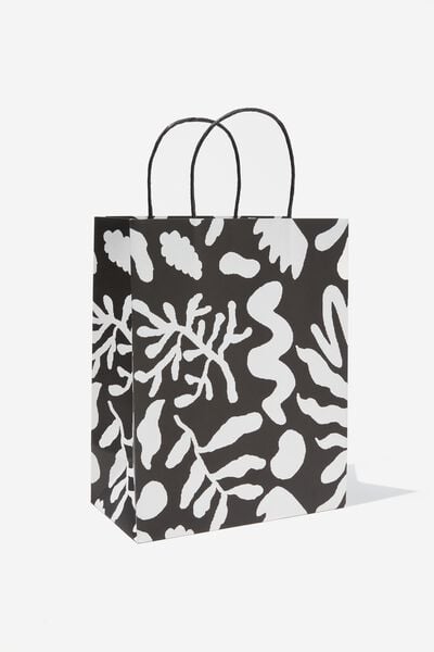 Get Stuffed Gift Bag - Medium, ABSTRACT FOLIAGE BLACK AND WHITE INVERT