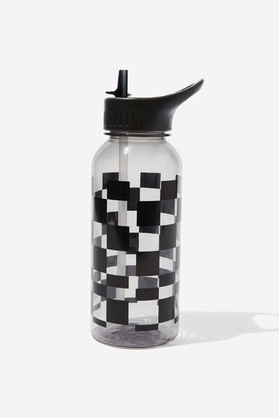 Drink It Up Bottle, CHECKERBOARD BLACK AND GREY