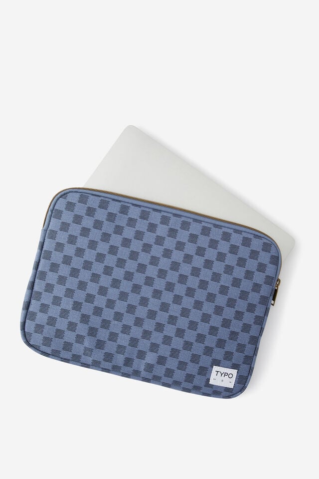 Take Me Away 13 Inch Laptop Case, STRIPED CHECK STORM BLUE