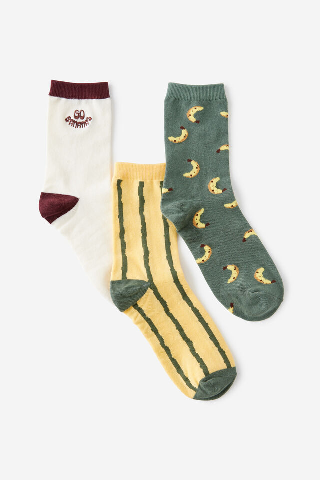 3 Pack Of Socks, GO BANANAS M/L
