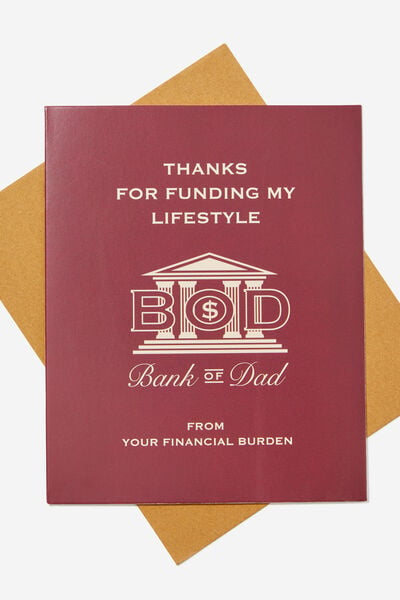 Fathers Day Card 2024, BANK OF DAD MERLOT
