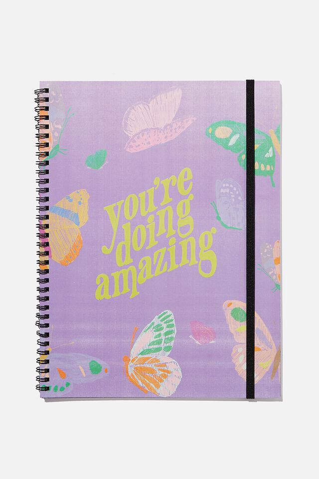 A4 Spinout Notebook Recycled, PURPLE BUTTERFLY YOU RE DOING AMAZING