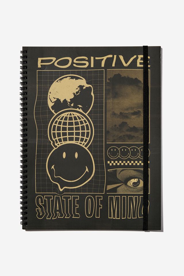 A4 Spinout Notebook Recycled, LCN SMI SMILEY POSITIVE STATE OF MIND WARPED