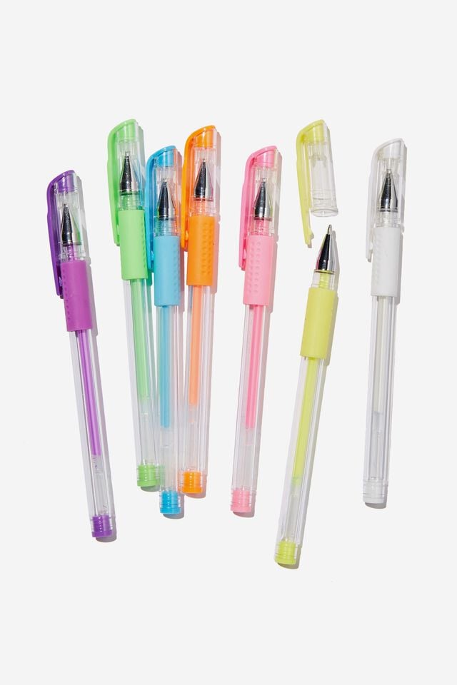 Colorful Gel Pens On Wood Floor Stock Photo 1167127726