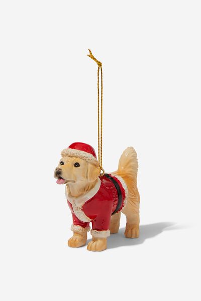 Resin Christmas Ornament, SANTA GOLDEN RETRIEVER DOG OAKY