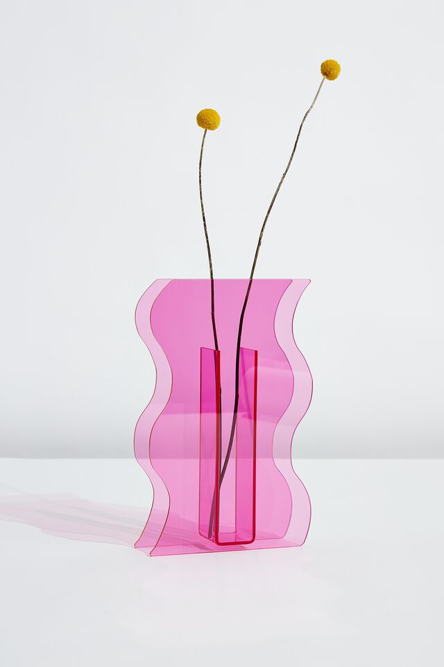 Acrylic Vase, FUSCHIA WAVE