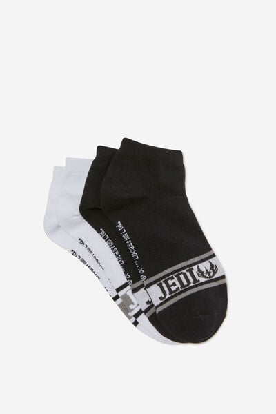 2 Pk Of Ankle Socks, LCN LUC STAR WARS JEDI (M/L)