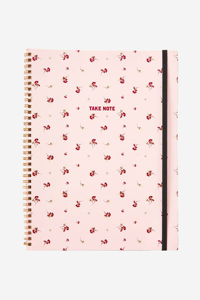 A4 Spinout Notebook, TAKE NOTE DITSY FLORAL PINK
