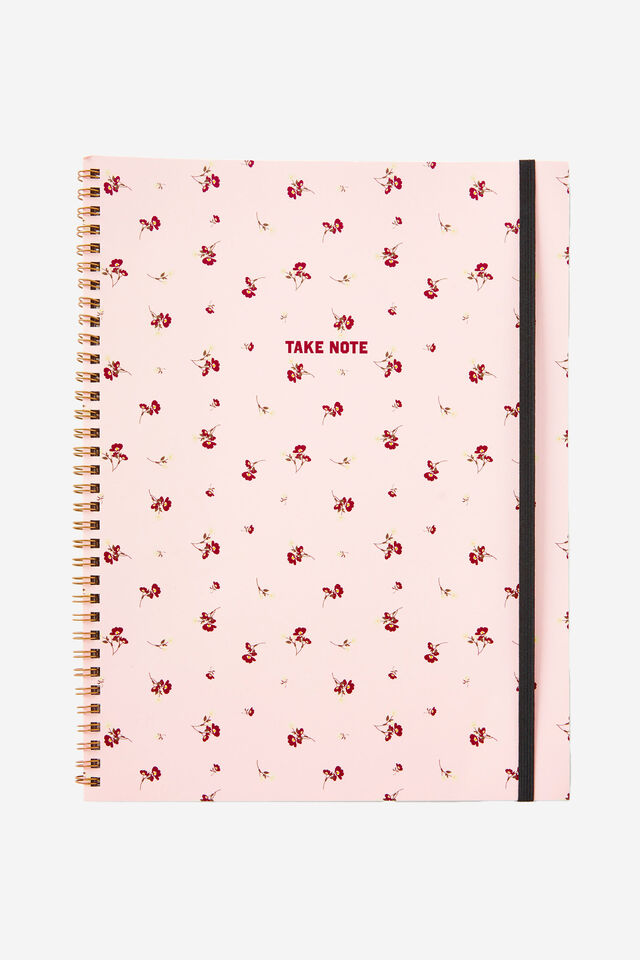 A4 Spinout Notebook, TAKE NOTE DITSY FLORAL PINK