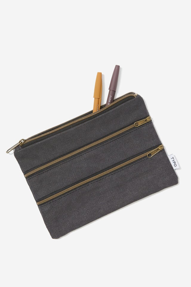 Double Campus Pencil Case, WASHED BLACK