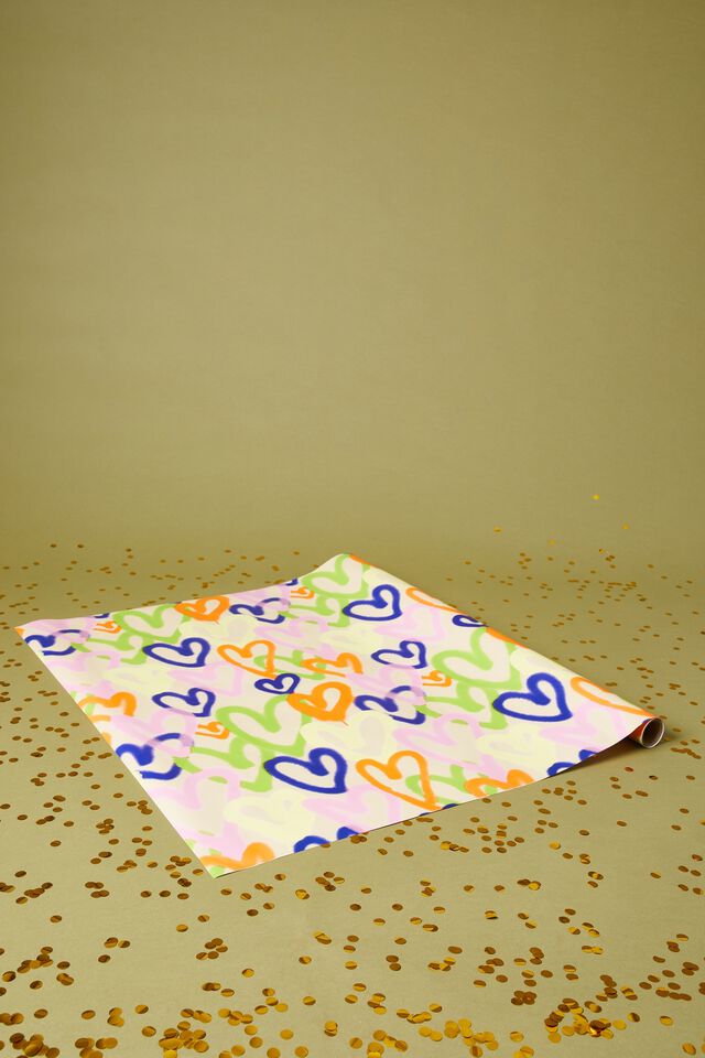 Roll Wrapping Paper, AEROSOL HEARTS MULTI