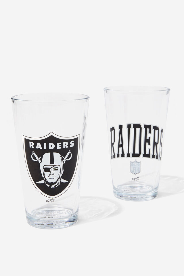 Raiders Glass Tumbler Set Of 2, LCN NFL RAIDERS