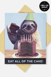 Premium Nice Birthday Card, SCENTED CAKE SLOTH - alternate image 1