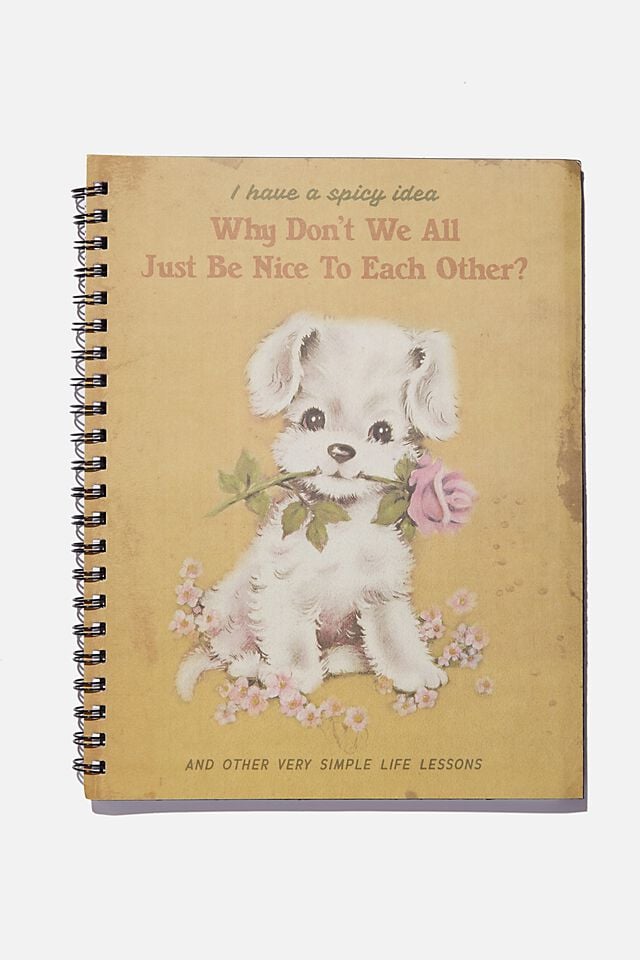 A4 Campus Notebook Recycled, VINTAGE DOG BE NICE TO EACH OTHER