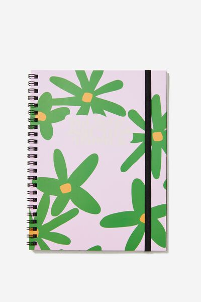 A5 Spinout Notebook, PAPER DAISY GREEN AND NEON ORANGE LARGE