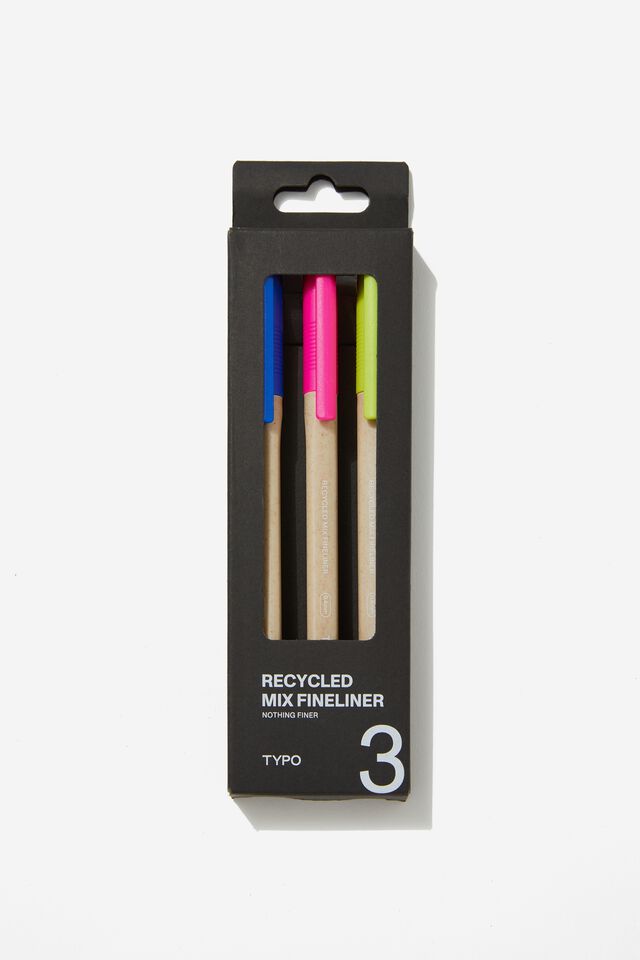 Fineliner 3Pk Recycled Mix, BRIGHTS