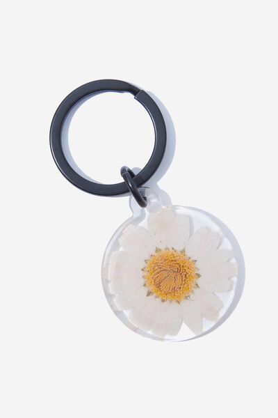 Pet Club Dog ID Tag, CIRCLE TRAPPED FLOWERS PINK DAISY