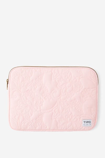 Take Me Away 13 Inch Laptop Case, QUILTED FLORAL BALLET BLUSH