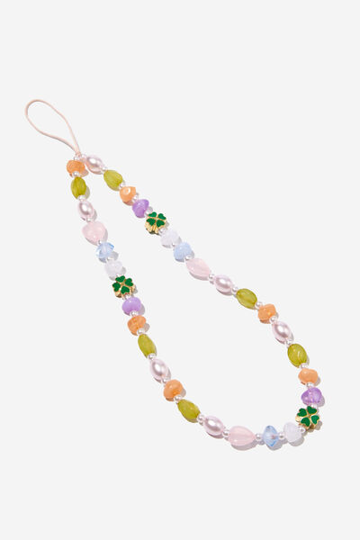 Carried Away Phone Charm Strap, LUCKY CLOVER/ MULTI