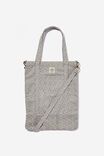 Book Tote Bag, STAMPED DAISY GREYSCALE - alternate image 1
