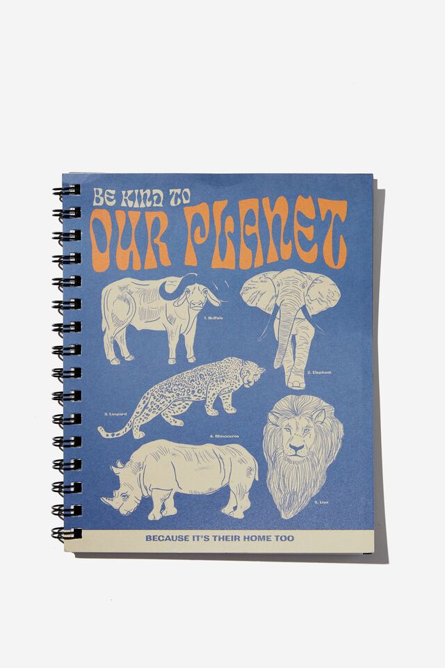 A5 Campus Notebook Recycled, RG SAF BE KIND TO OUR PLANET ANIMALS