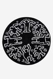 Keith Haring Floor Rug, LCN KEI KEITH HARING ROUND BLACK WHITE - alternate image 1