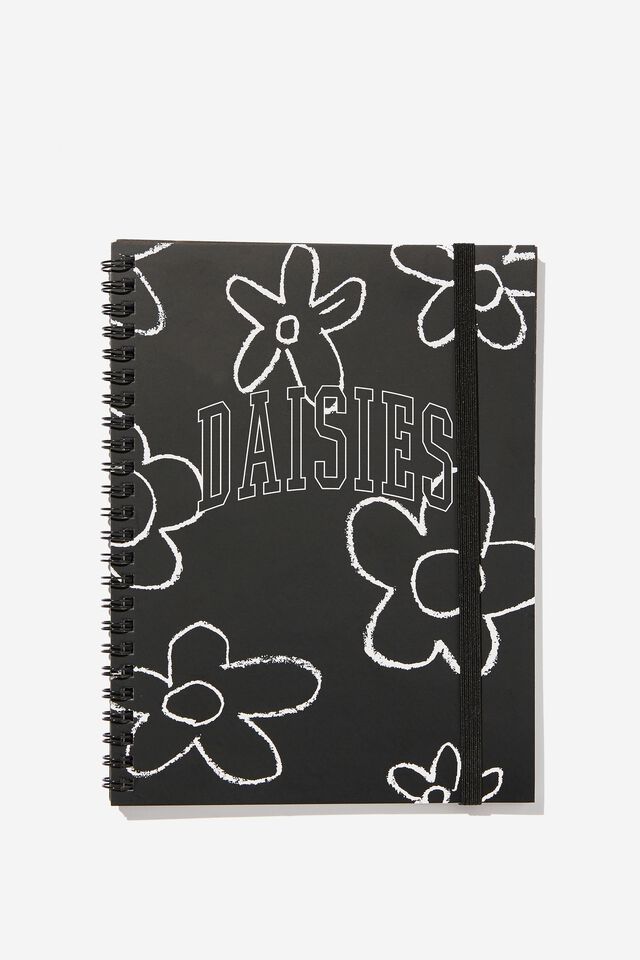 A5 Spinout Notebook, KEYLINE DAISIES BLACK/WHITE