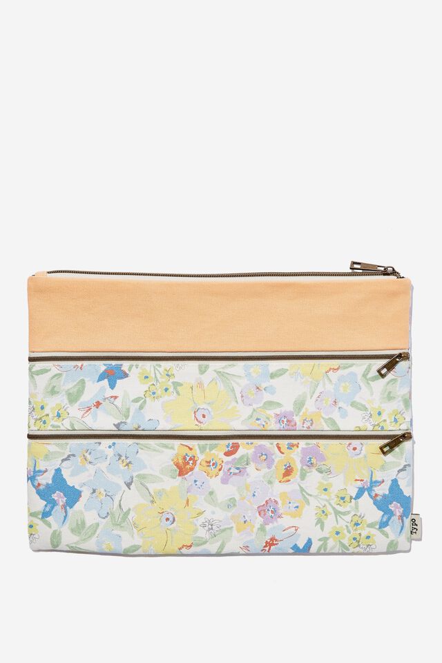 Keep It Together Pencil Case, HANDCRAFTED FLORAL TROP PEACH