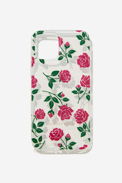 Graphic Phone Case Iphone 12-12 Pro, ALWAYS LATE ROSES / CLEAR